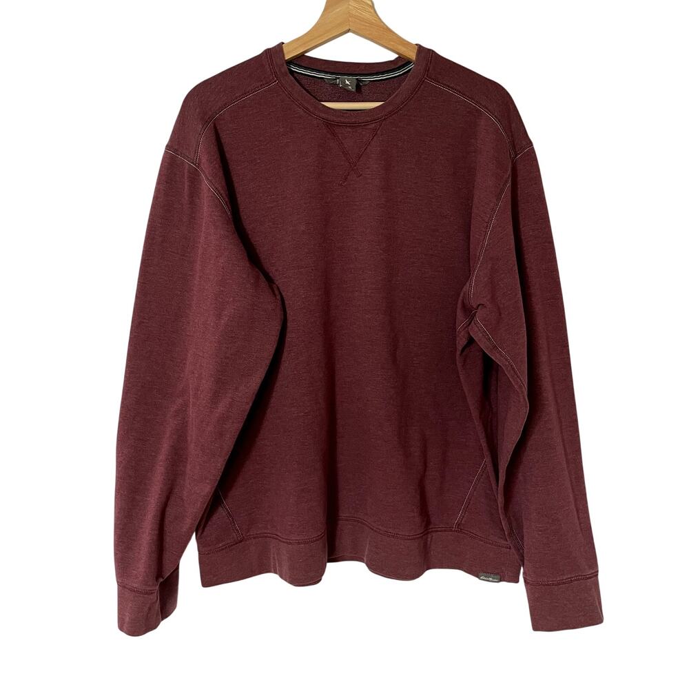 Eddie Bauer men's burgundy crewneck pullover sweater size XL cotton blend